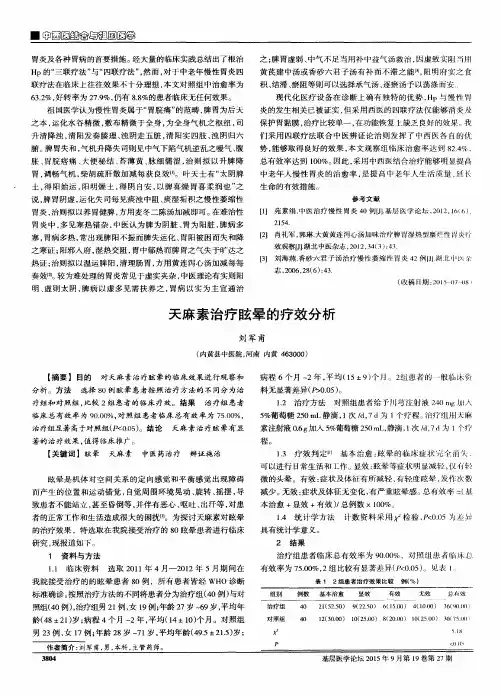 天麻素治疗眩晕的疗效分析