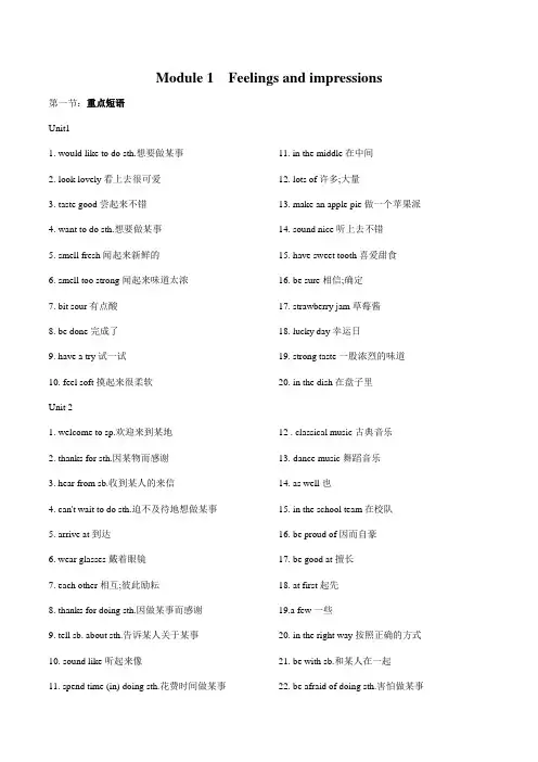 Module 1 Feelings and impressions（解析版）