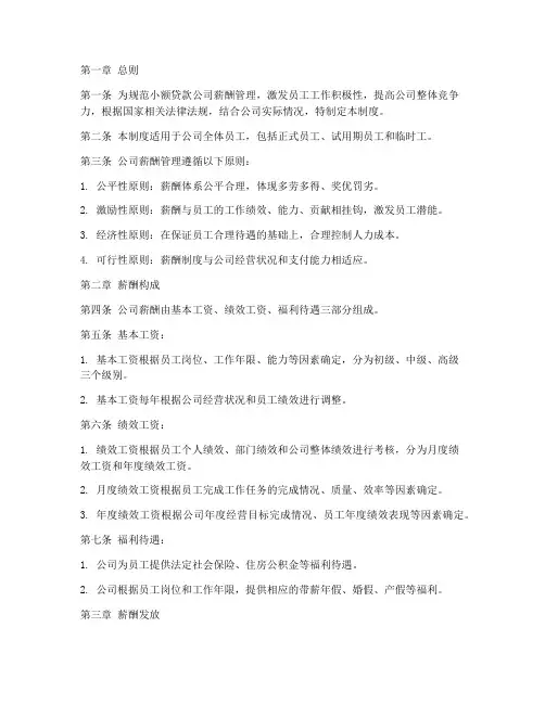 小额贷款公司薪酬管理制度