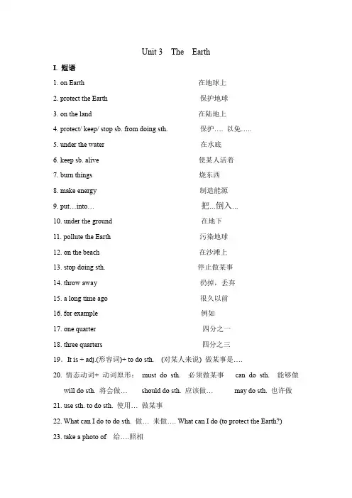 沪教版英语七年级上Unit 3  词汇短语单