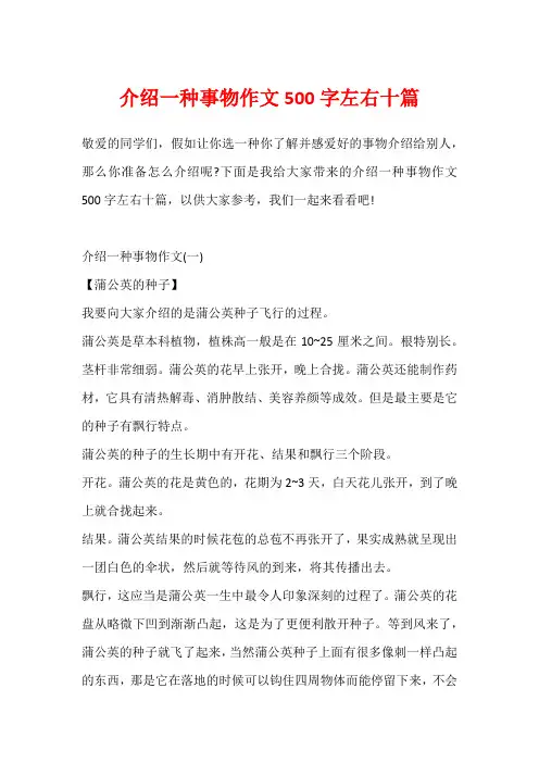 介绍一种事物作文500字左右十篇