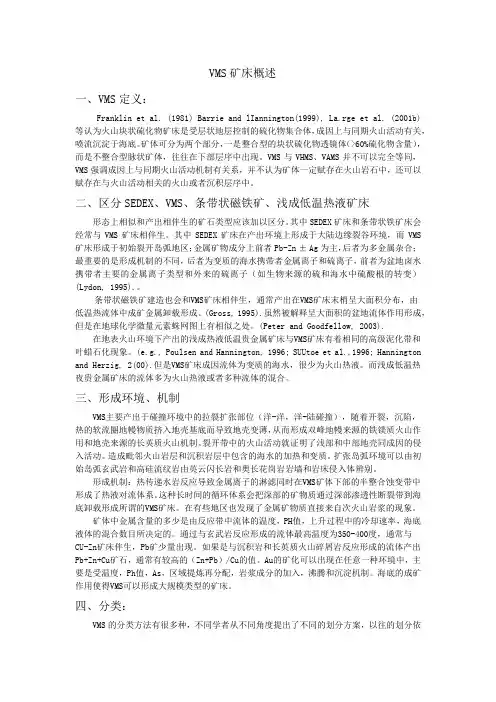 火山块状硫化物矿床(VMS型矿床)