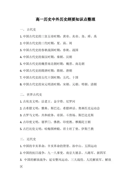高一历史中外历史纲要知识点整理