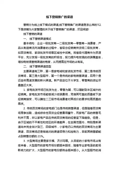 线下营销推广的渠道