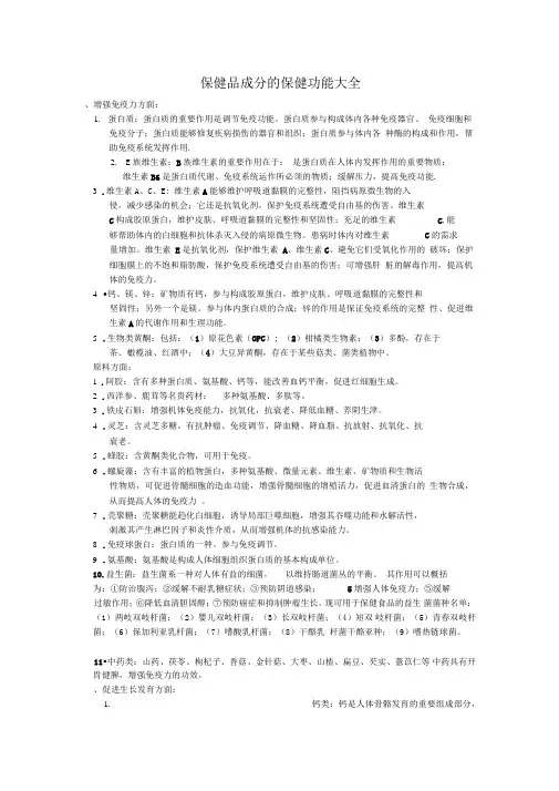 保健品成分的保健功能大全