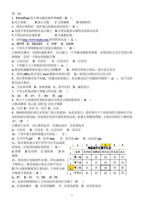 山东省高中信息技术学业水平考试2016年新增题目汇总