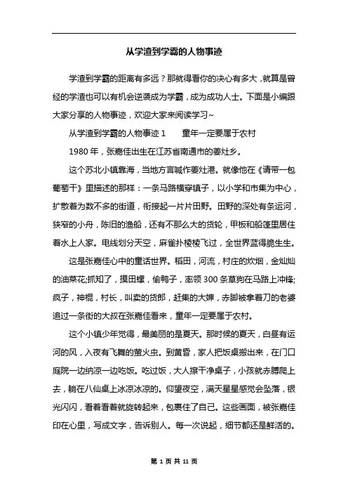 从学渣到学霸的人物事迹
