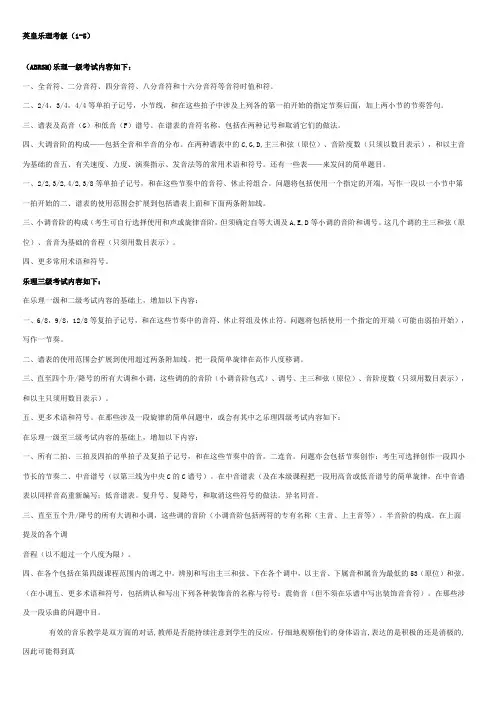英皇乐理考级1-5级