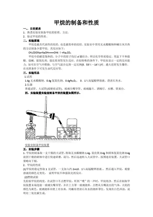 甲烷的制备和性质检验.docx