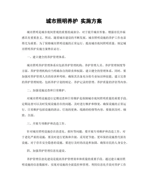 城市照明养护 实施方案