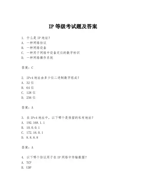 IP等级考试题及答案