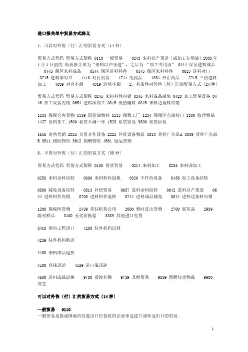 进口报关单中贸易方式释义