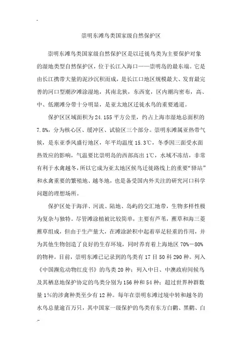 崇明东滩鸟类国家级自然保护区迁徙鸟类