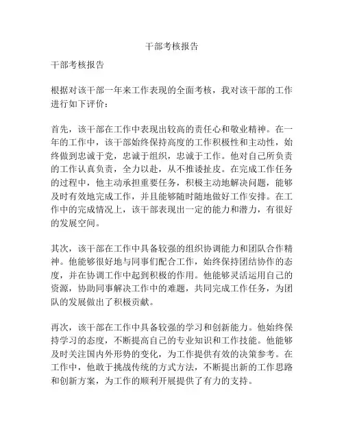 干部考核报告