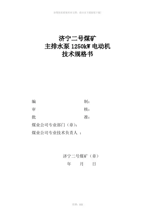 主排水泵电机1250kW技术规格书