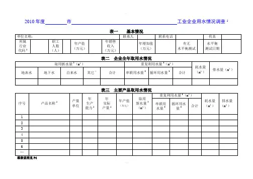 工业企业用水情况调查2(需填表格)