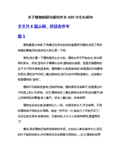 关于植物的研究报告作文400字左右初中