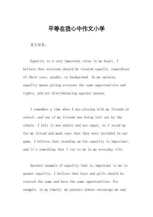 平等在我心中作文小学