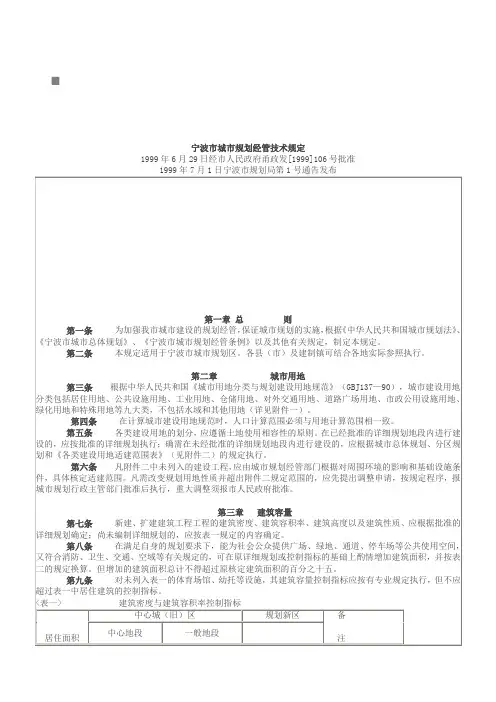 宁波市城市规划管理技术规定样本