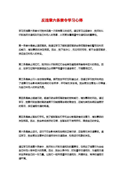 反违章六条禁令学习心得