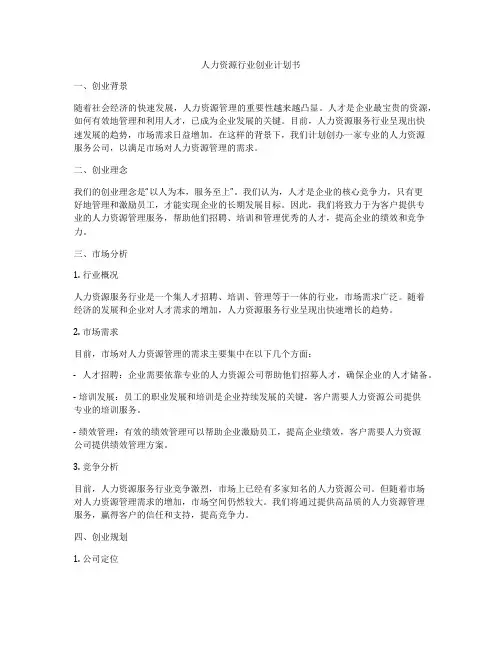 人力资源行业创业计划书