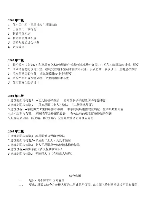 ▲二级注册建筑师考试 历年作图题汇总