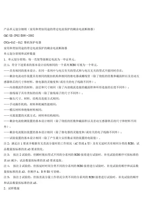 CCC认证产品单元划分细则