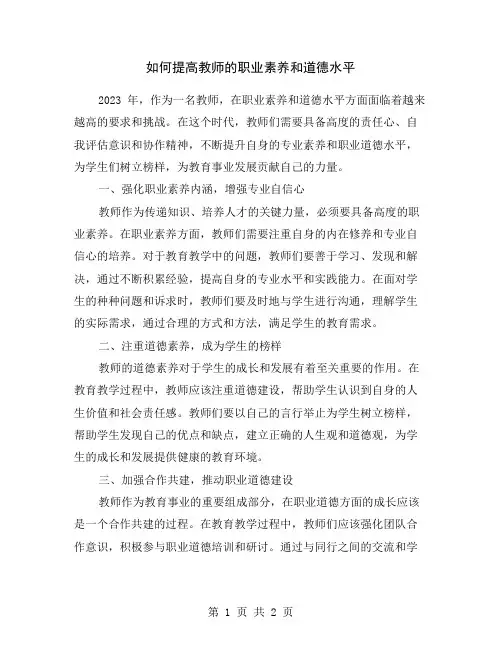 如何提高教师的职业素养和道德水平