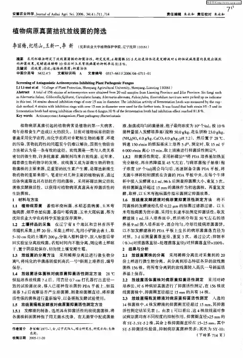 植物病原真菌拮抗放线茵的筛选