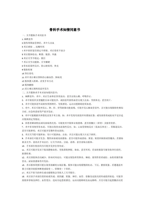 骨科手术知情同意书