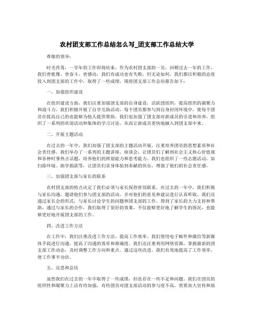 农村团支部工作总结怎么写_团支部工作总结大学
