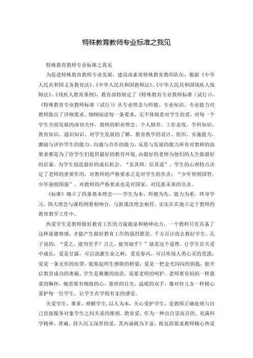 特殊教育教师专业标准之我见
