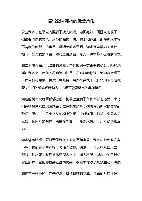 描写公园湖水的优美片段
