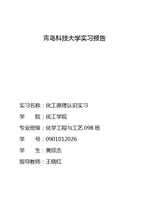 化工原理认识实习报告
