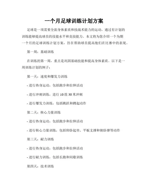一个月足球训练计划方案