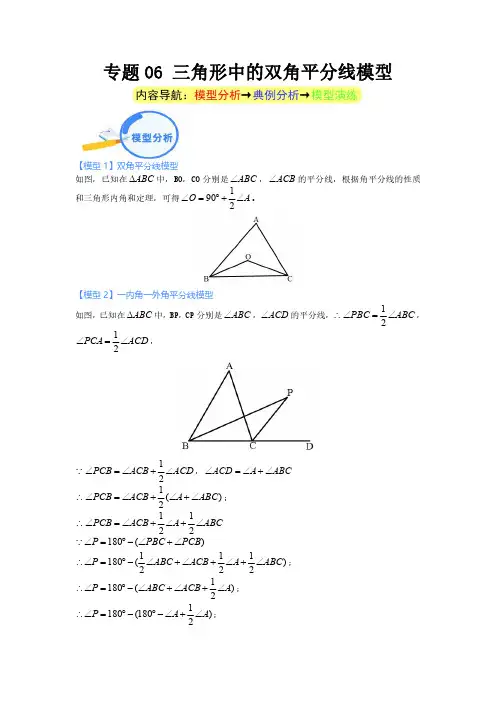 专题06 三角形中的双角平分线模型--2024年中考数学核心几何模型重点突破(解析版)