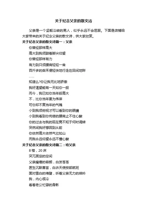 关于纪念父亲的散文诗