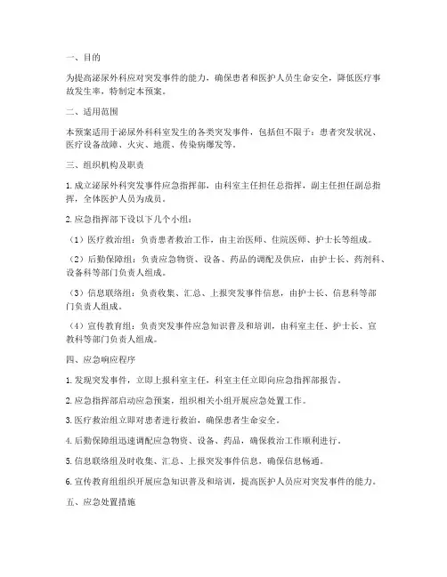 泌尿外科科室应急预案范文