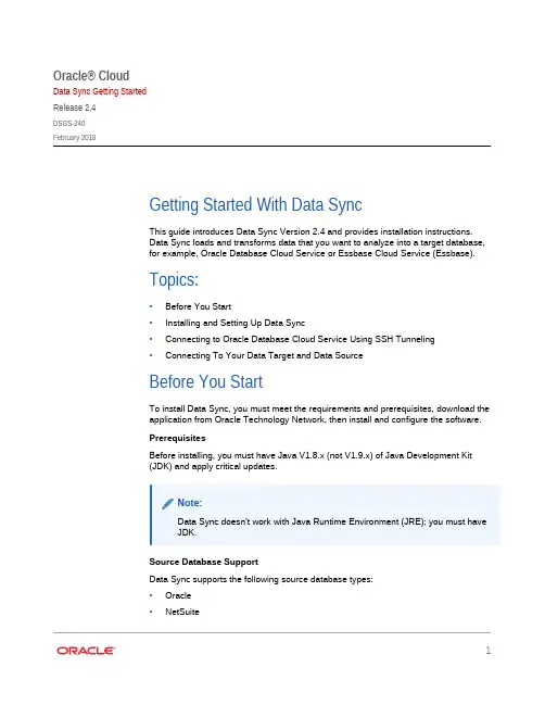 Oracle Cloud Data Sync 2.4 用户指南说明书