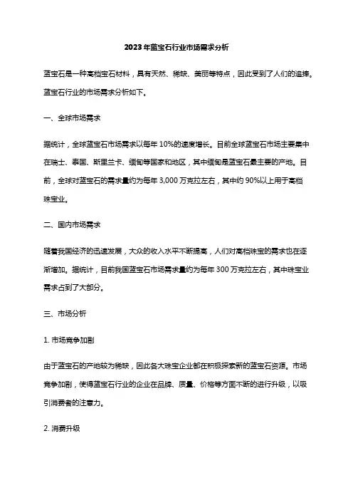2023年蓝宝石行业市场需求分析