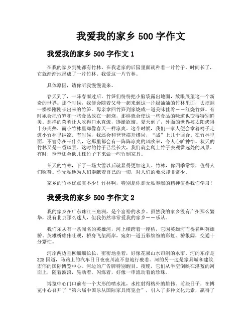 我爱我的家乡500字作文