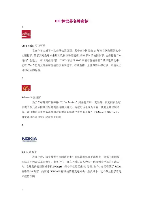 100种世界名牌商标