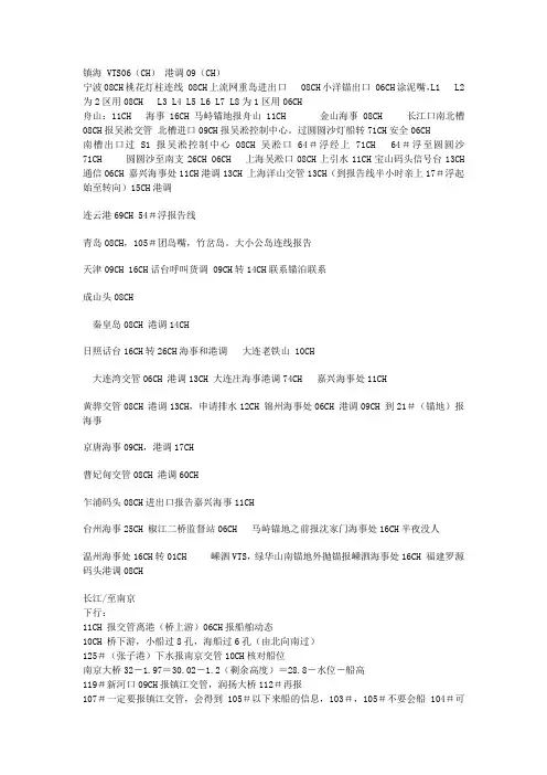 各沿海交管,港调及报告点