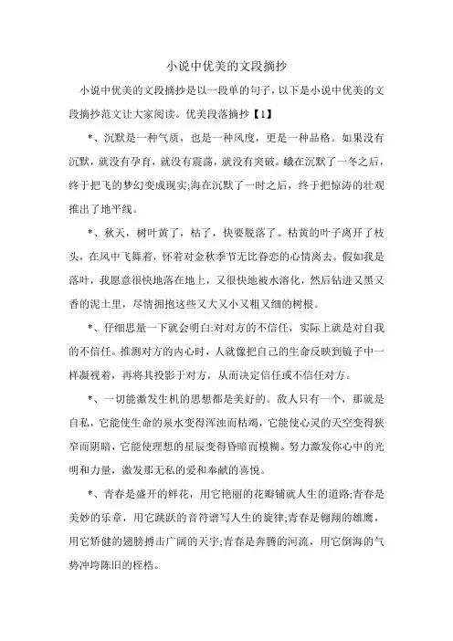 小说中优美的文段摘抄.doc