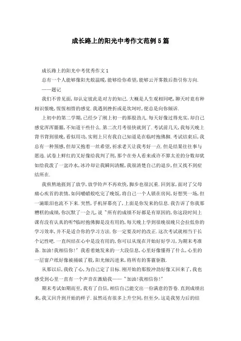 成长路上的阳光中考作文范例5篇