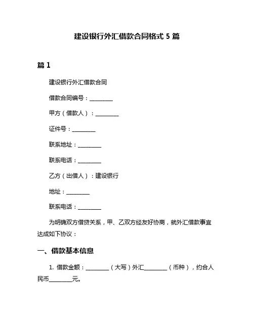 建设银行外汇借款合同格式5篇