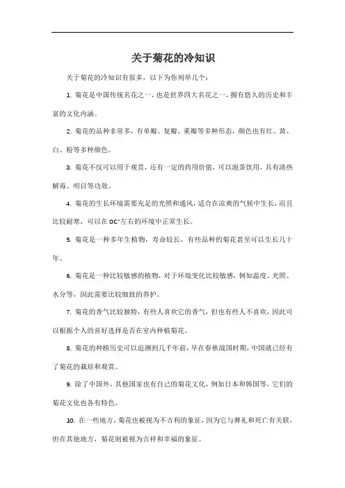 关于菊花的冷知识