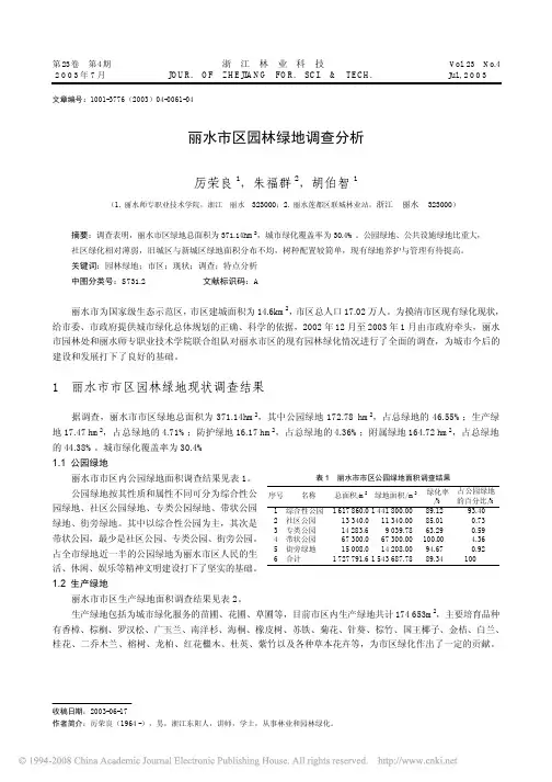 丽水市区园林绿地调查分析