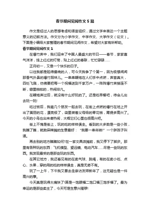 春节期间见闻作文5篇