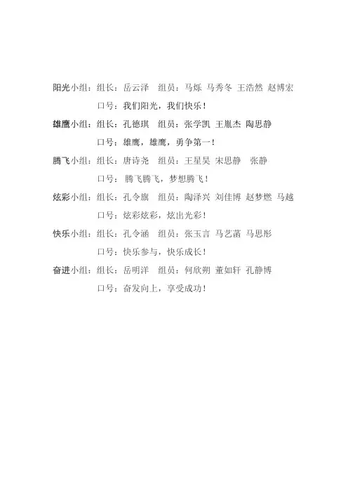小组组名以及口号